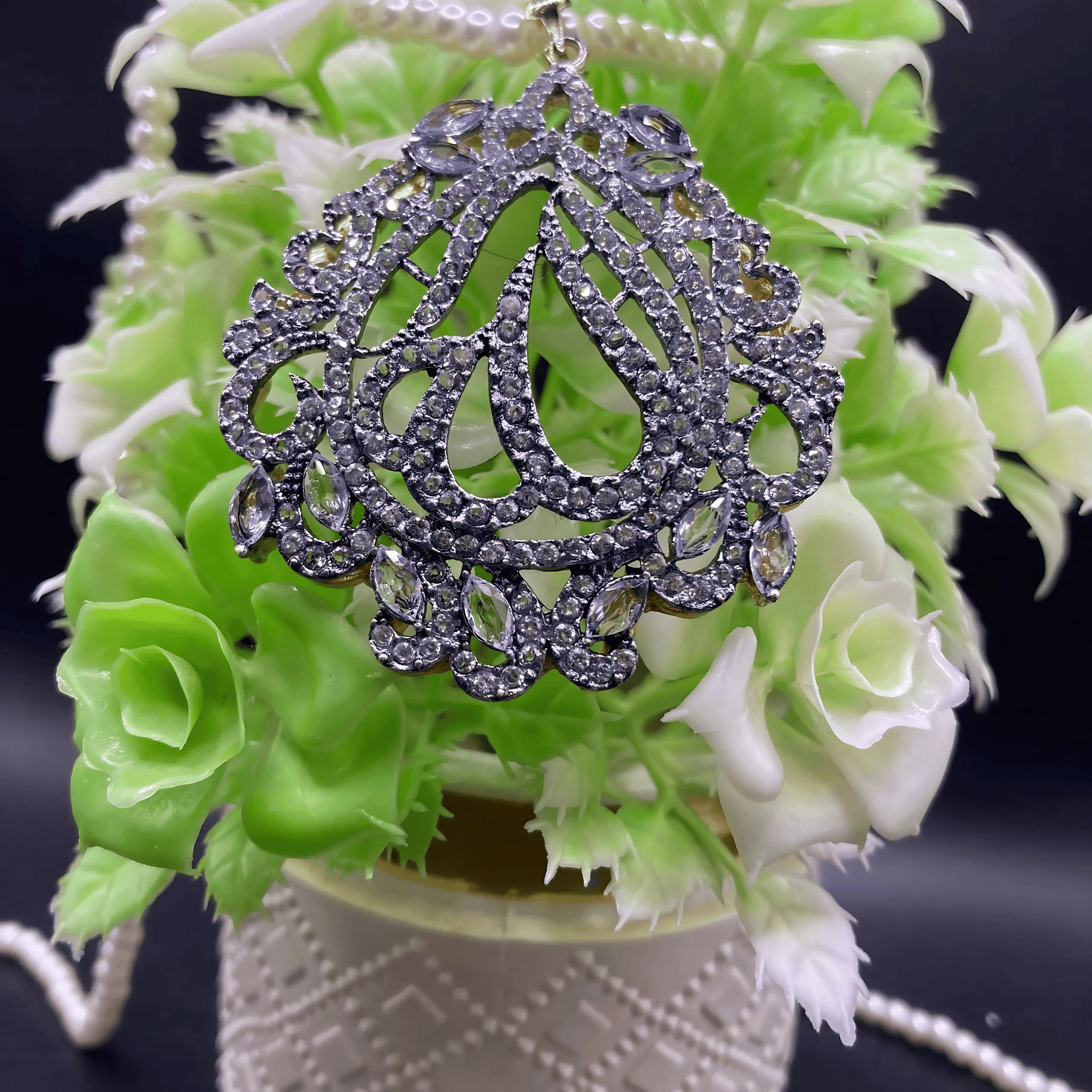 Vintage Turkish Flower Crystal Brooch