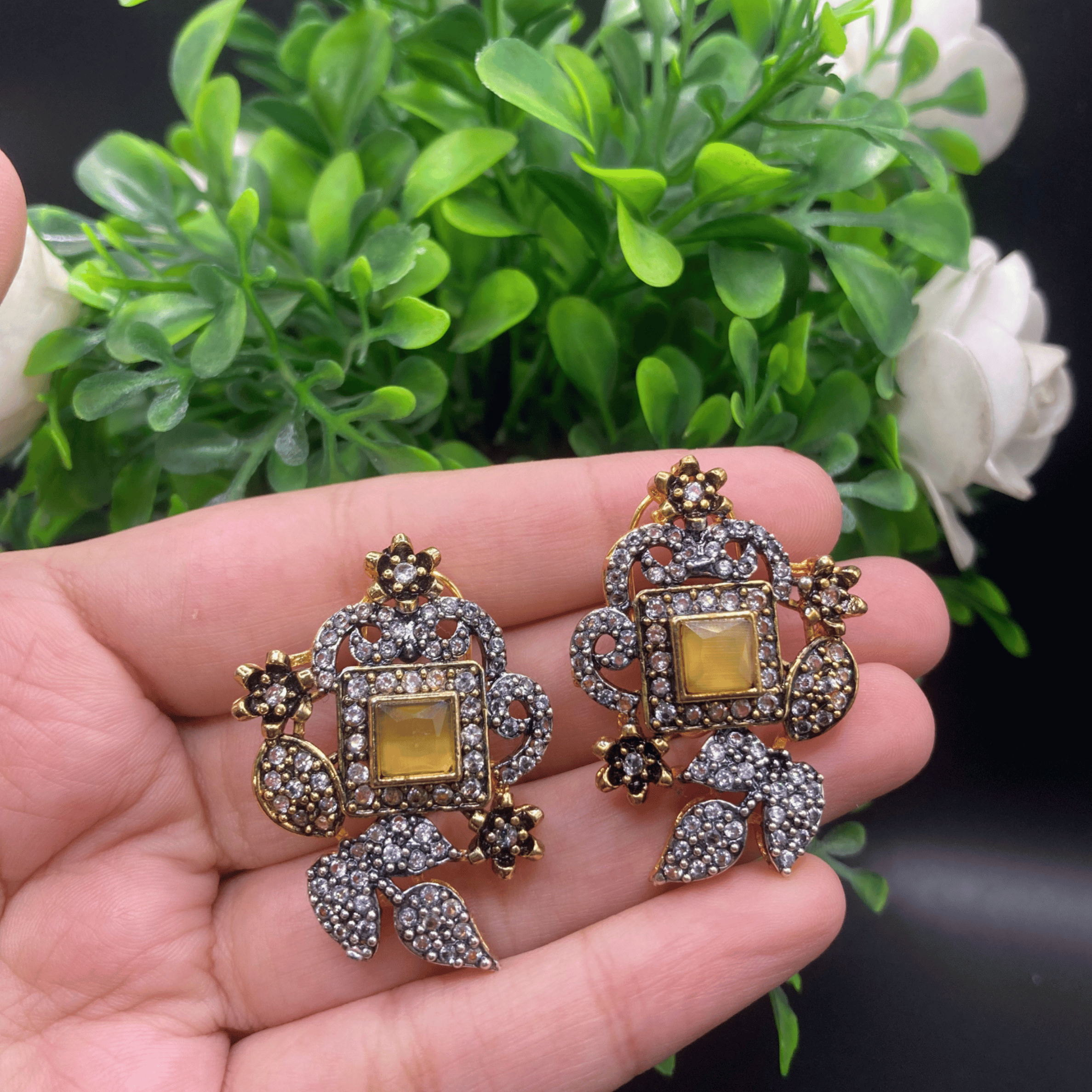 Gold-Toned Floral Studs