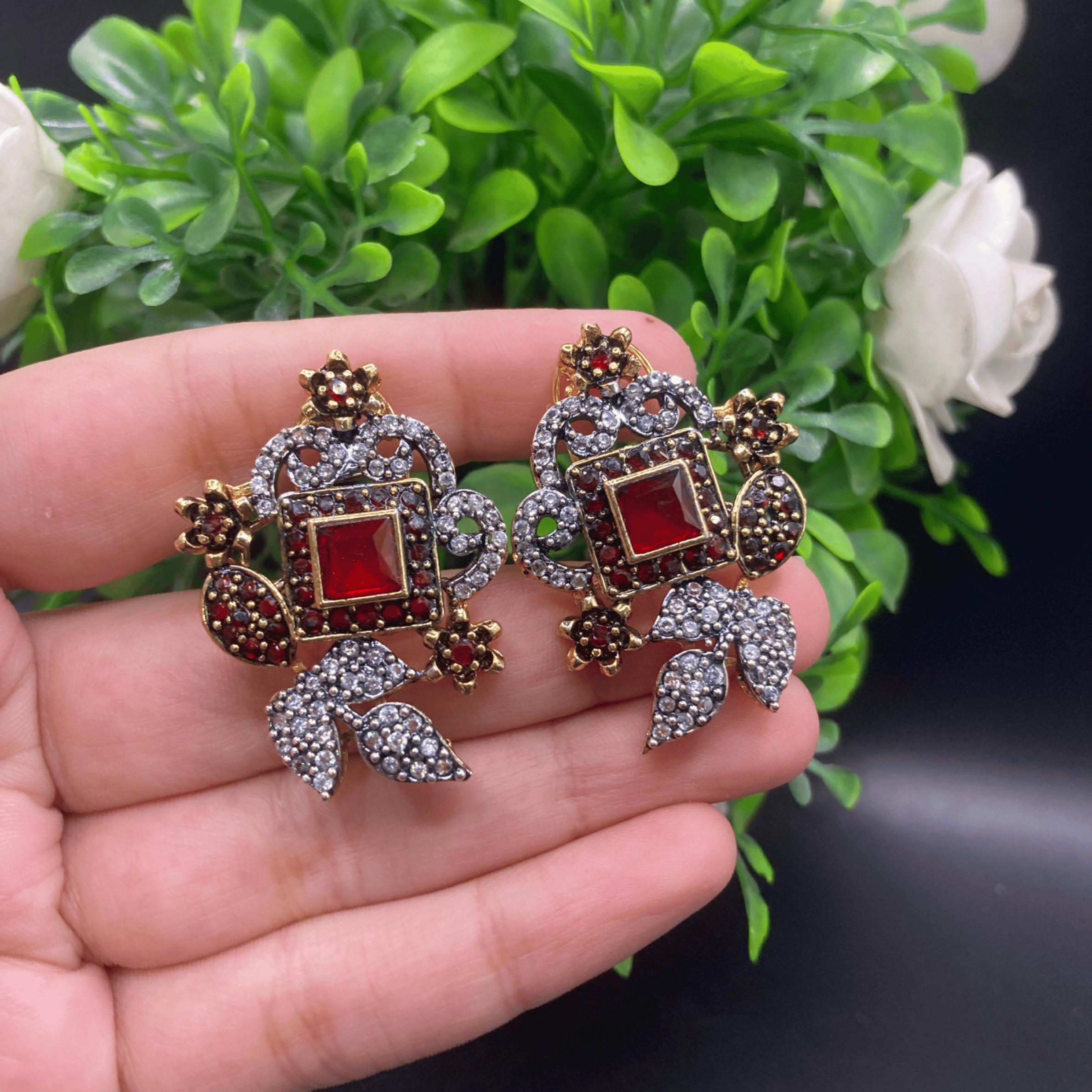 Gold-Toned Floral Studs