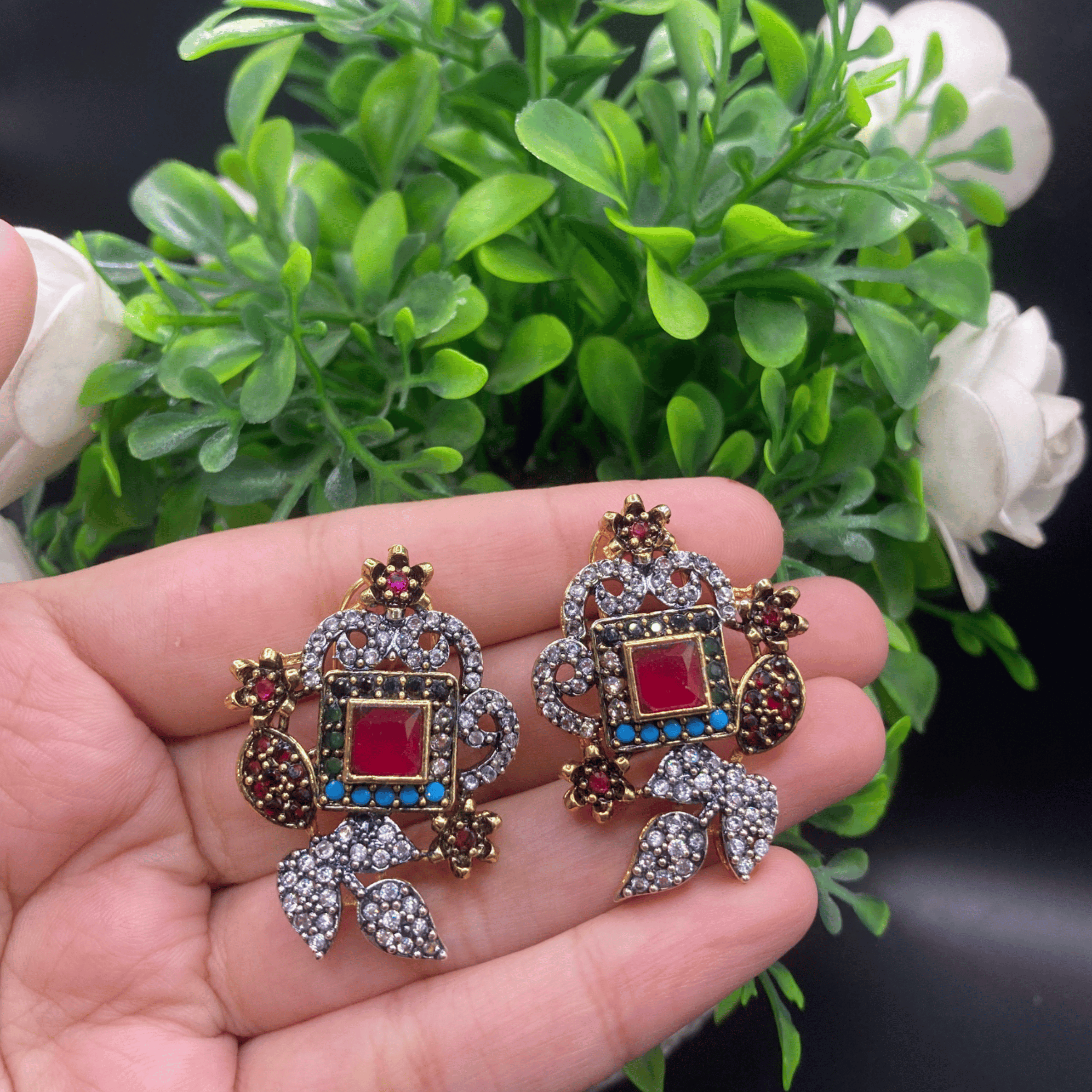 Gold-Toned Floral Studs