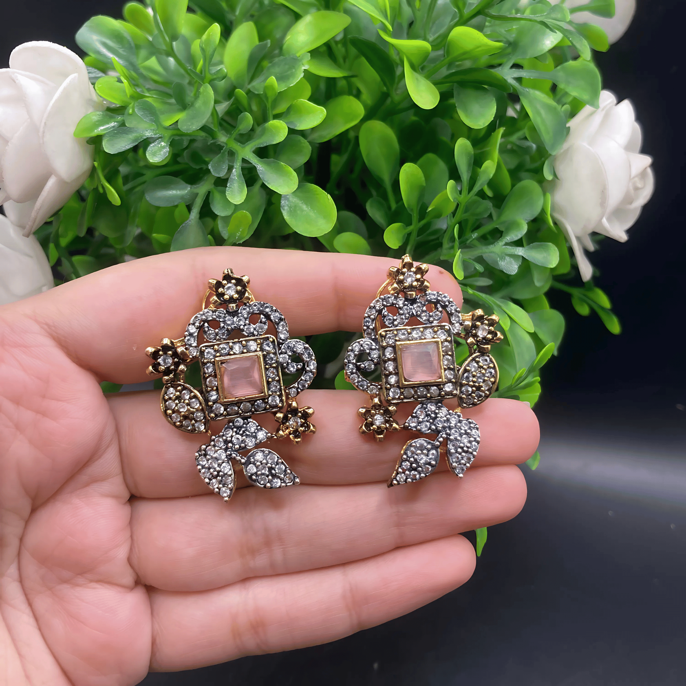 Gold-Toned Floral Studs