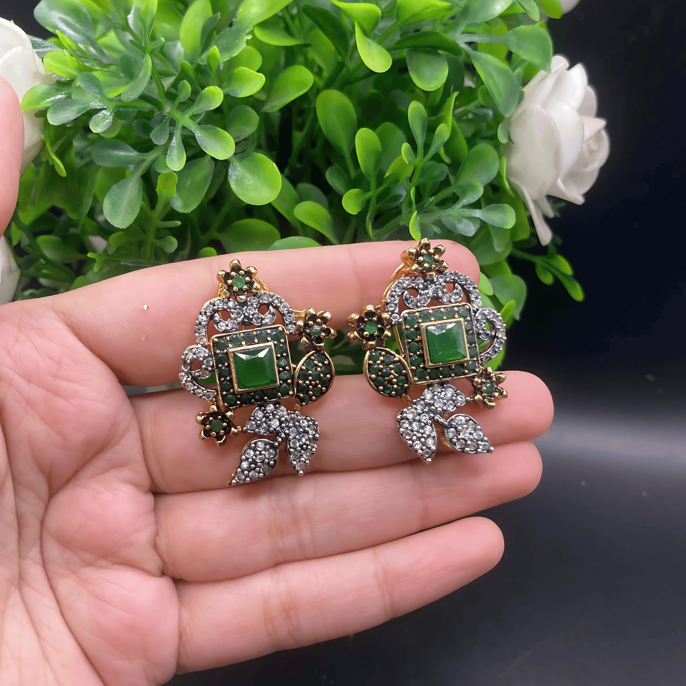 Gold-Toned Floral Studs