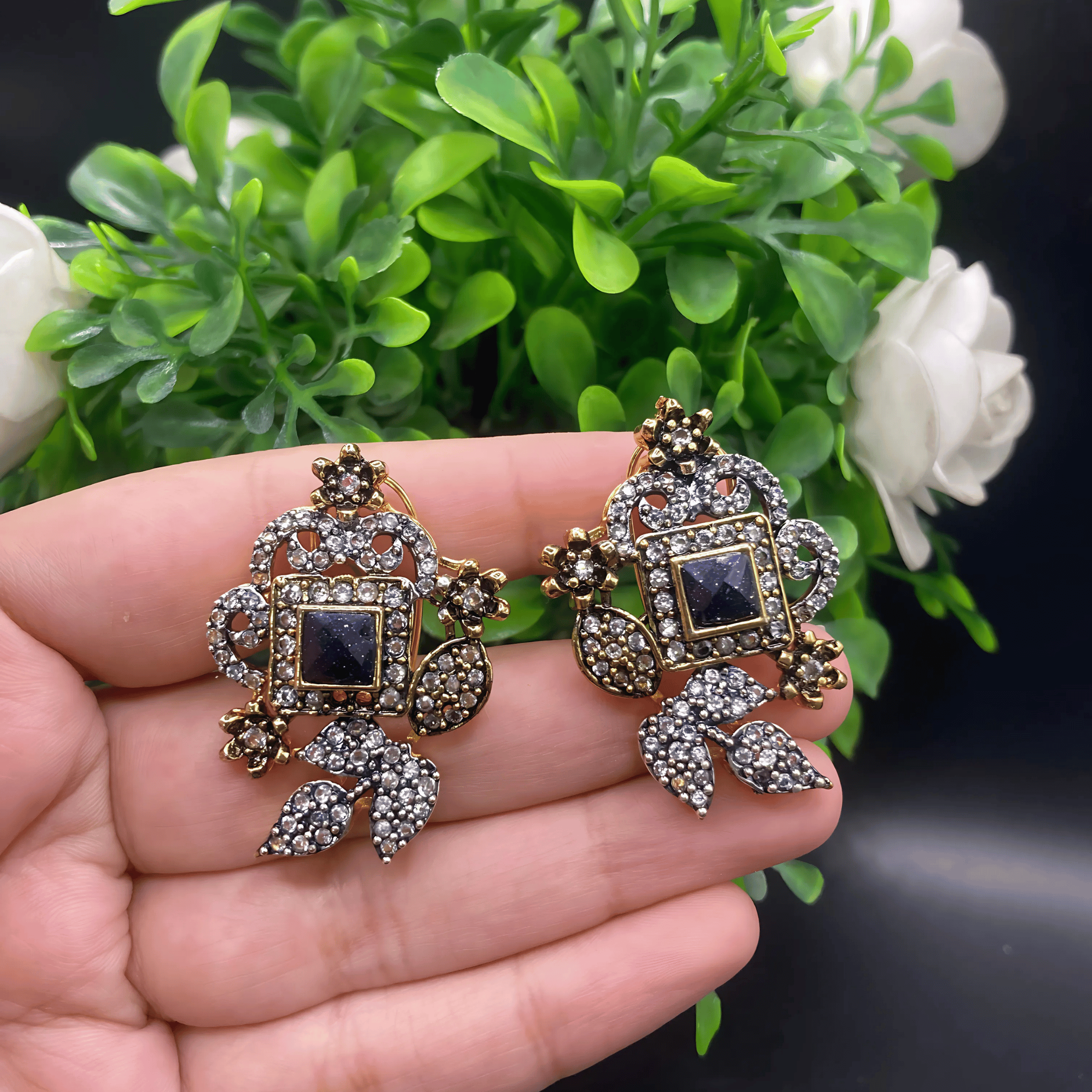 Gold-Toned Floral Studs