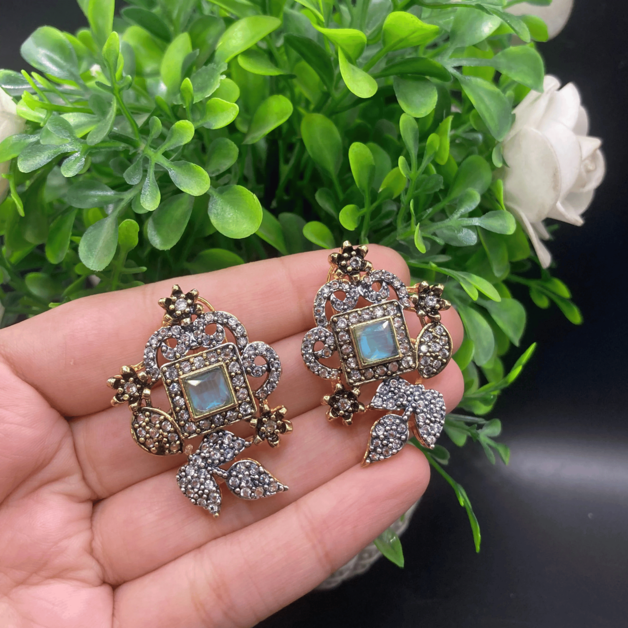 Gold-Toned Floral Studs