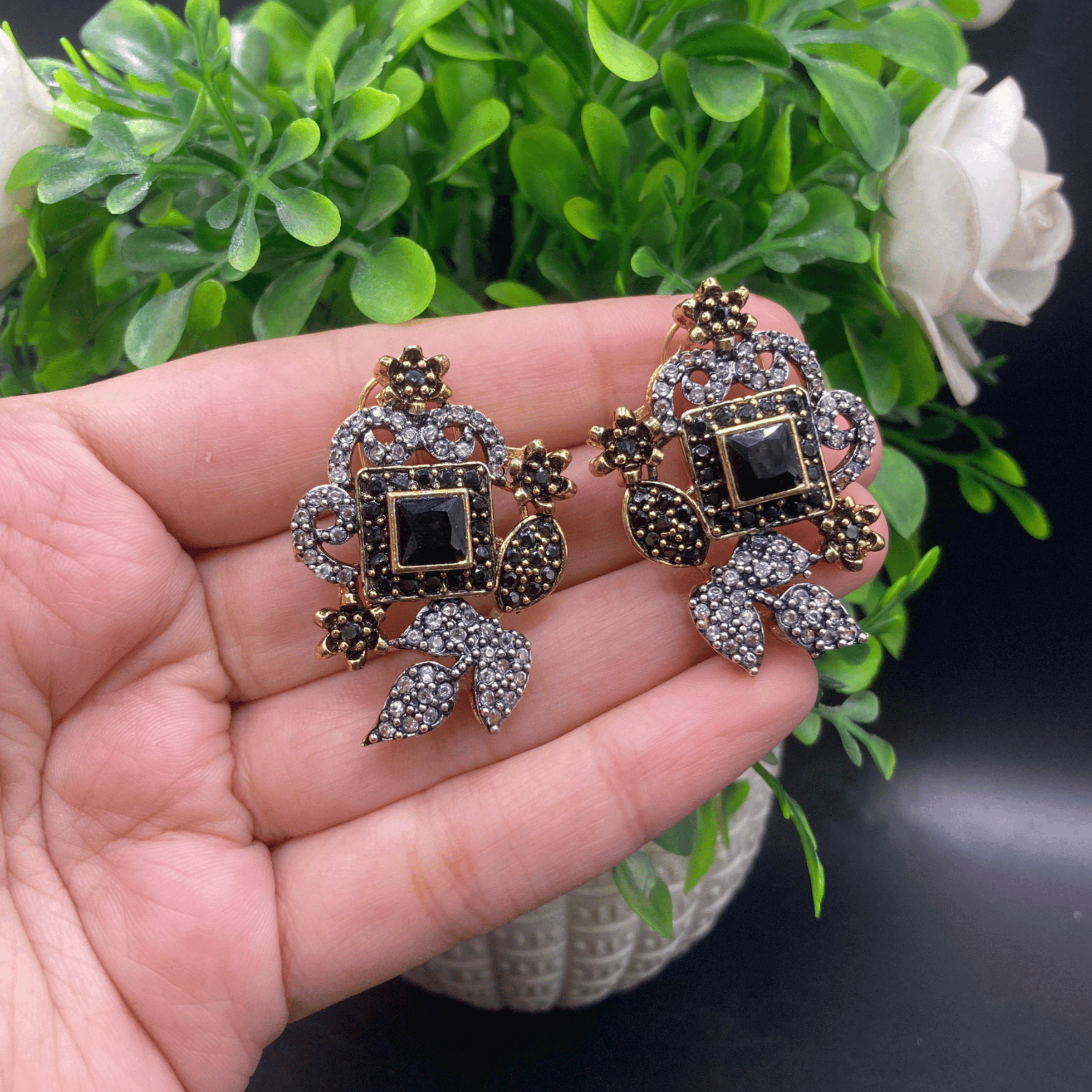 Gold-Toned Floral Studs