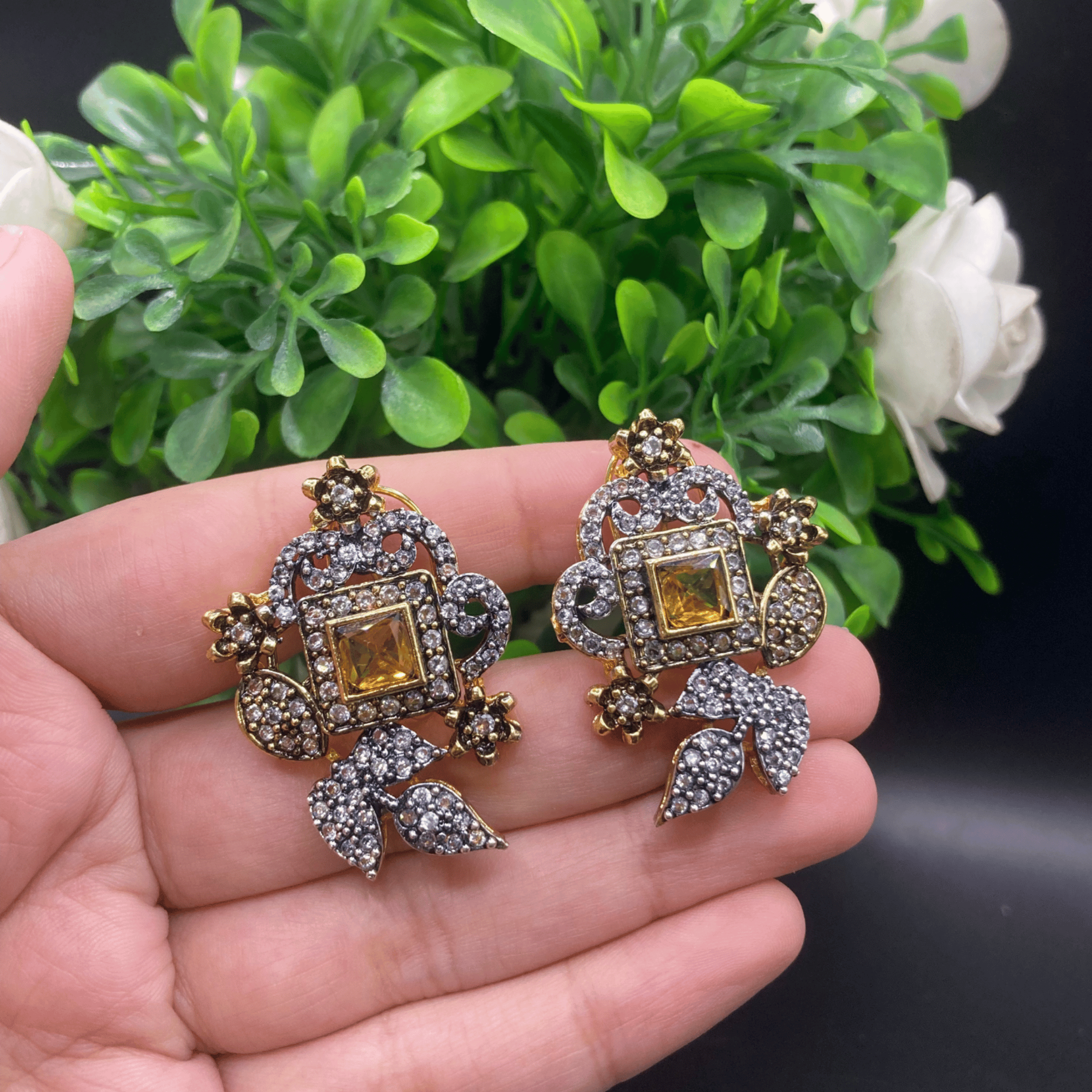 Gold-Toned Floral Studs