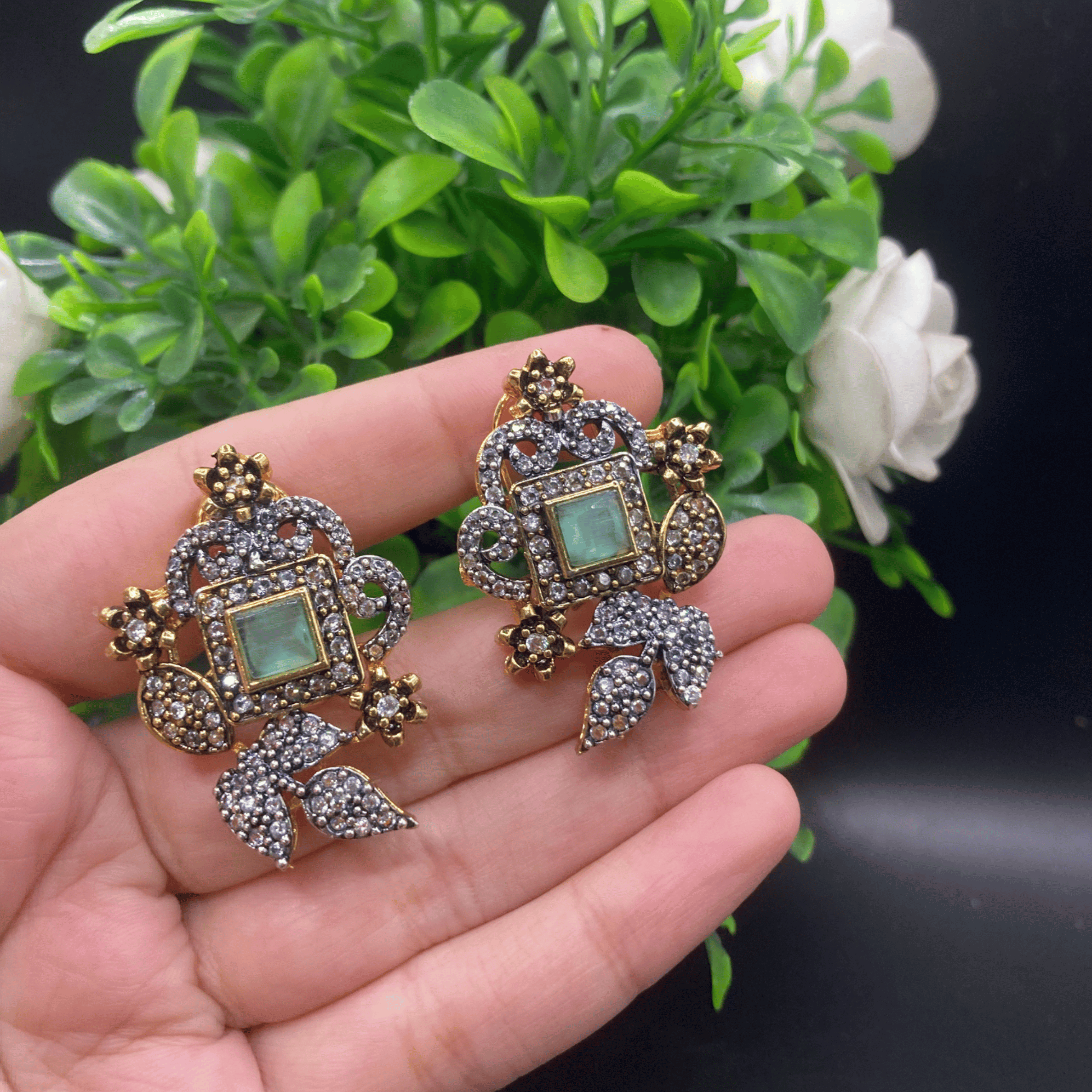 Gold-Toned Floral Studs