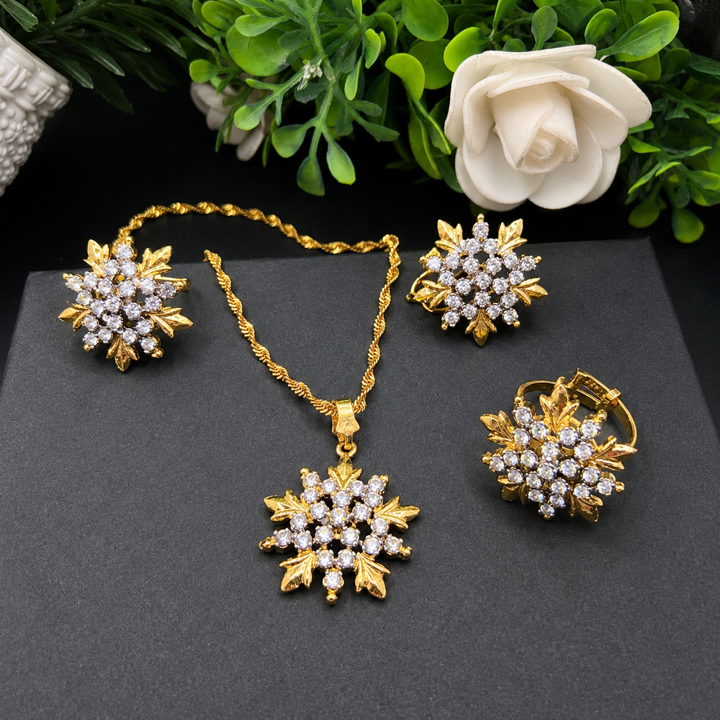 22k Dipped Gold Polished Set - Diamond Cut Finish