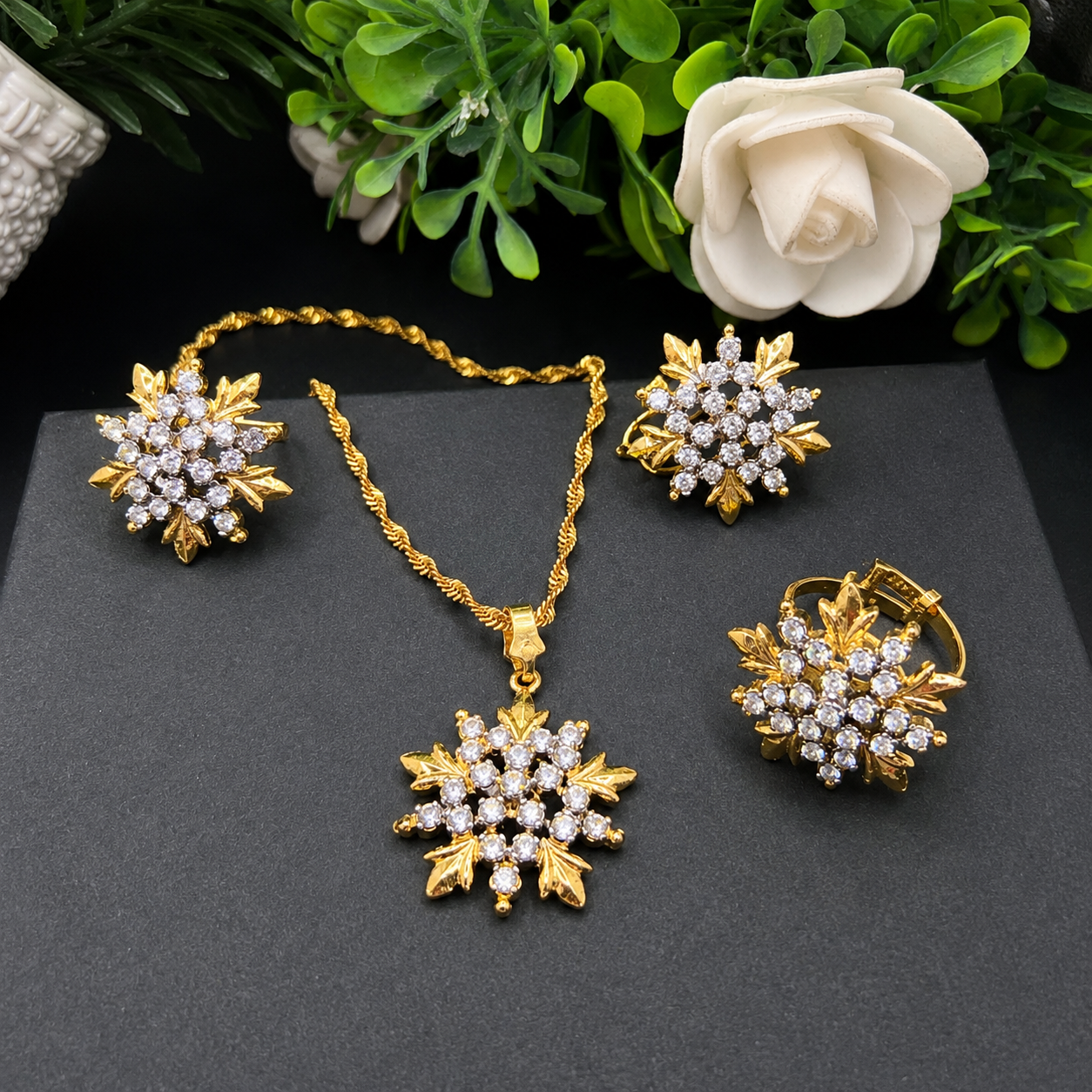22k Dipped Gold Polished Set - Diamond Cut Finish