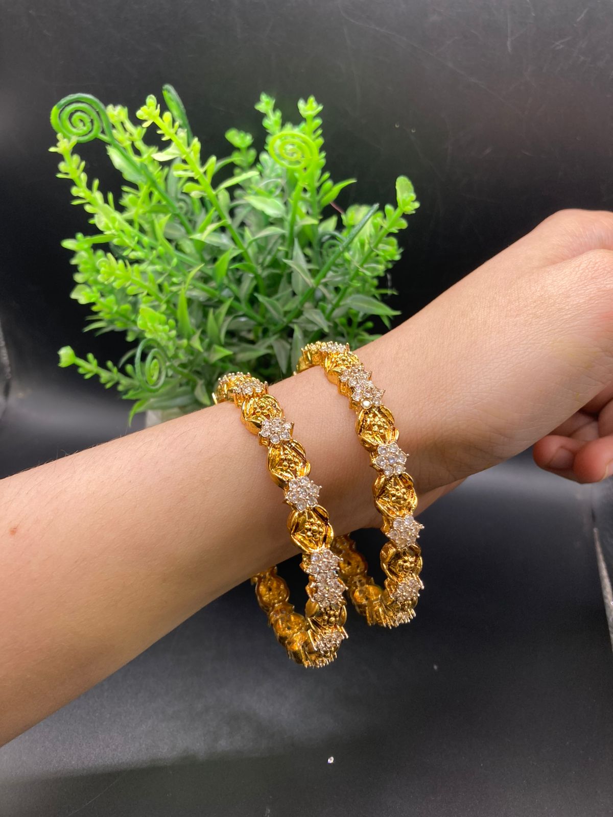 Gold touch bangles pair