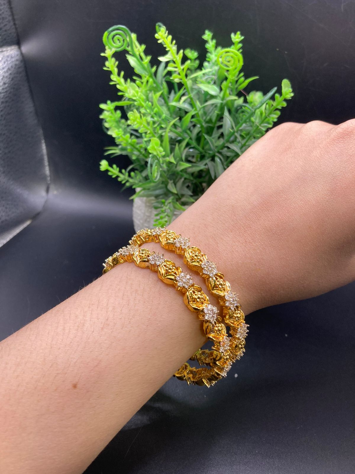 Gold touch bangles pair