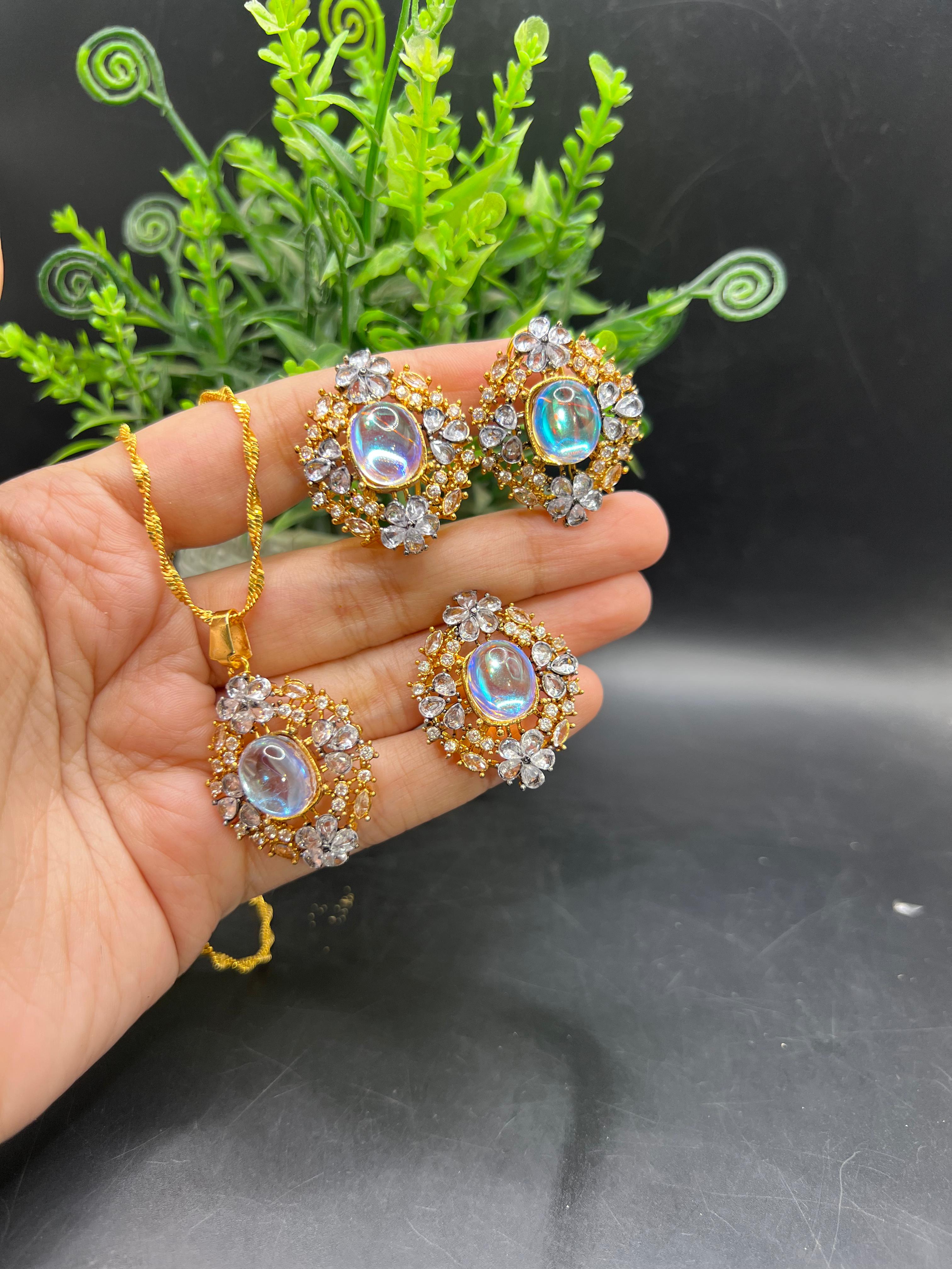 Oval glow jewelry set