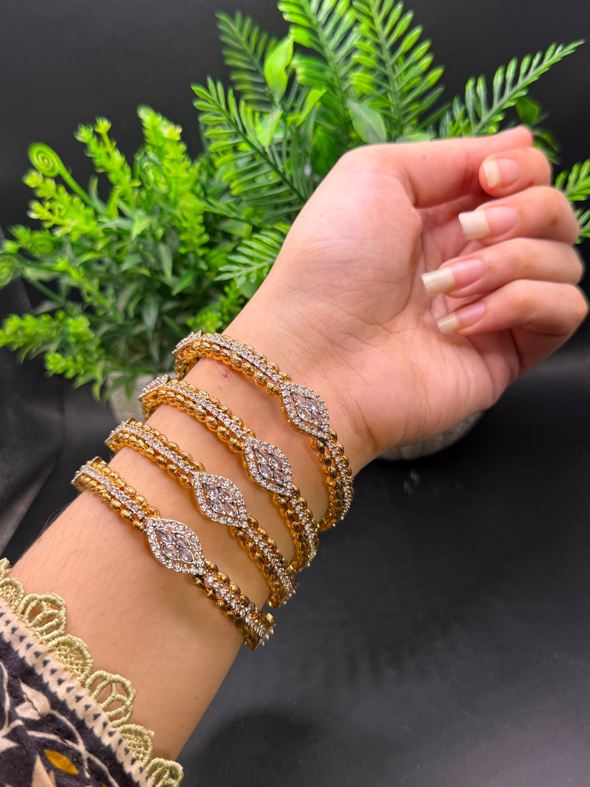 Gold polished Bangles set