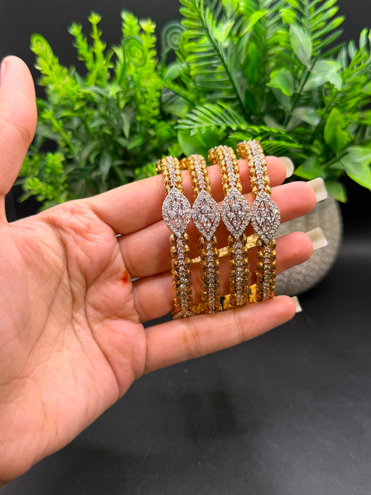 Gold polished Bangles set