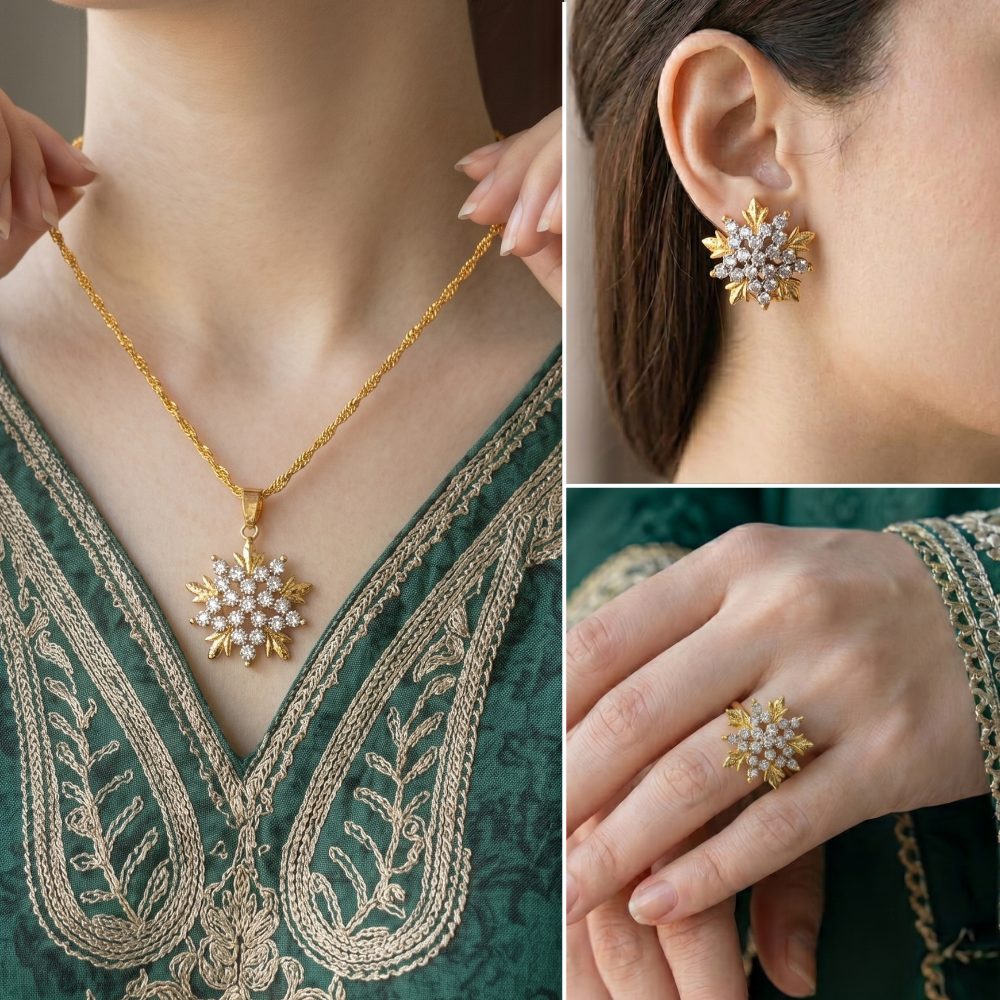 22k Dipped Gold Polished Set - Diamond Cut Finish